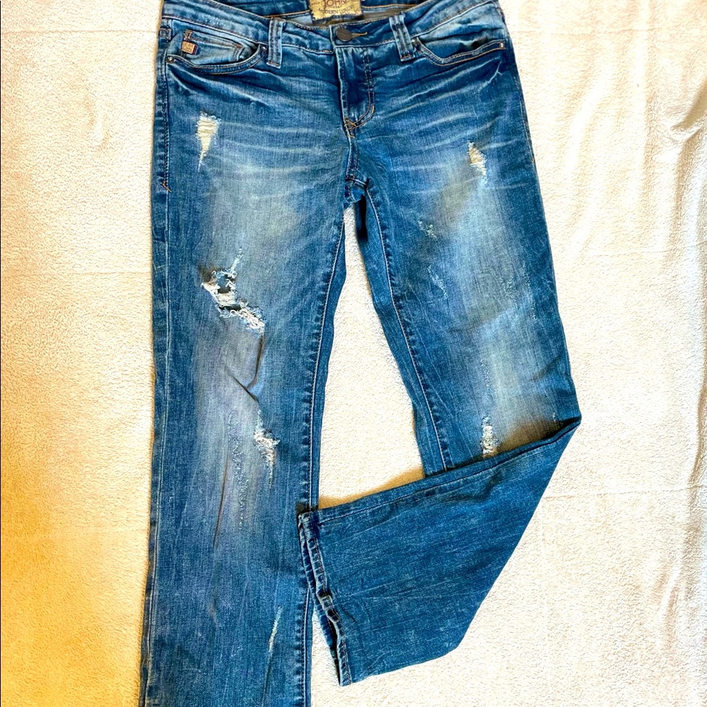 Dear John Playback Comfort Straight Leg Distressed Jeans